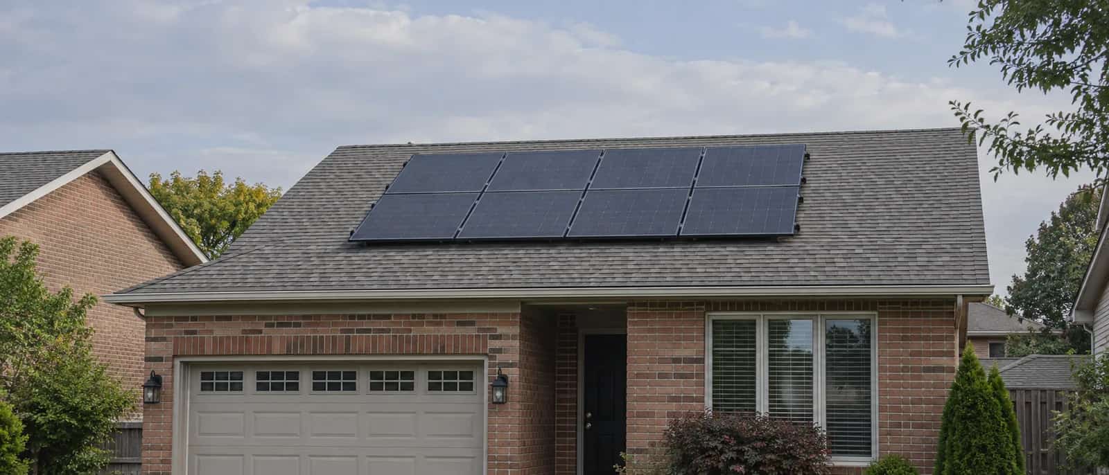 Solar array on brick bungalow